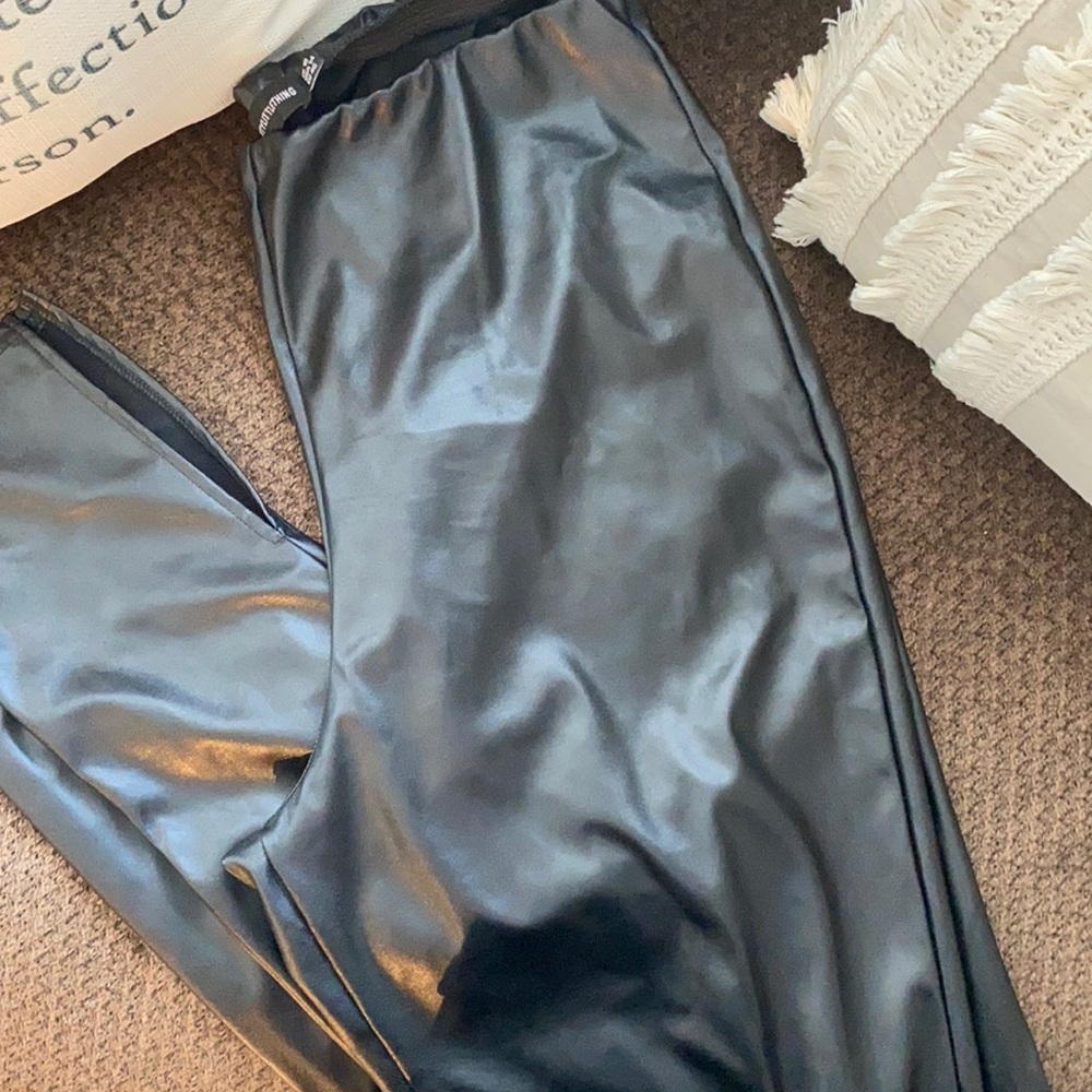 Pleather Split Hem Leggings